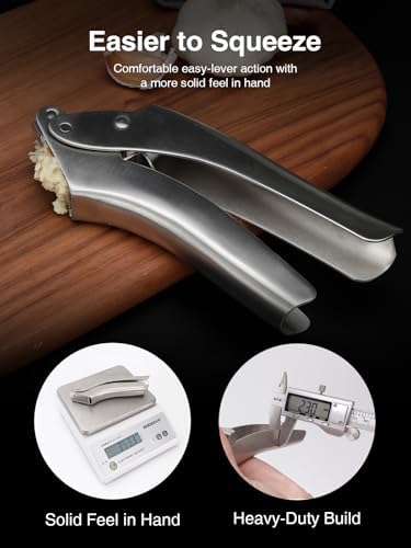 Garlic Press, No-Peel Garlic Crusher, 270° Flip