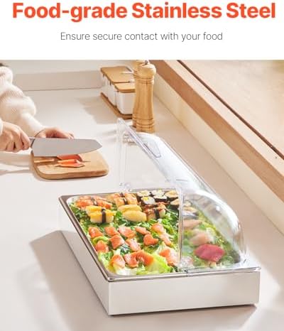 VEVOR Countertop Food Serving Display Container, 1 x 1 Pan Stainless
