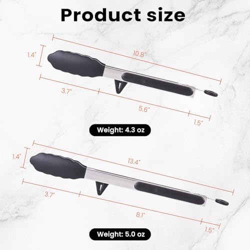 Kitchen Tongs Set, 9" and 12", 2 Pack