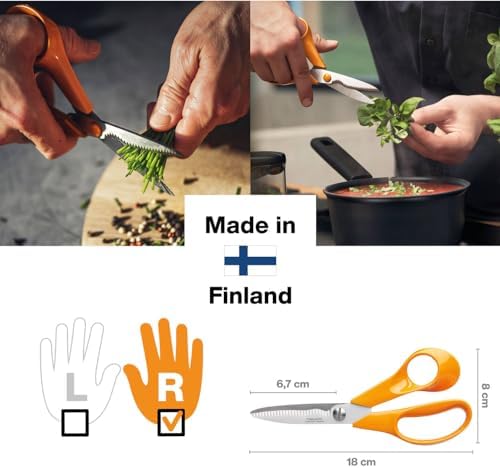 Fiskars Kitchen Scissors, Total Length: 18 cm, Quality Steel/Synthetic