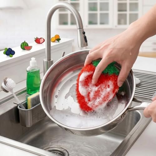 16 Pieces Fruit Dish Scrubber, Non-Scratch