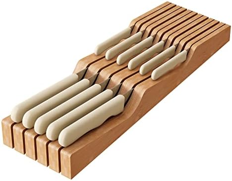 In-Drawer Bamboo Knife Block for 11 Knives, Natural