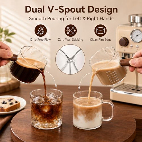 2 Pack Borosilicate Glass Espresso Shot Glass Measuring Cups with