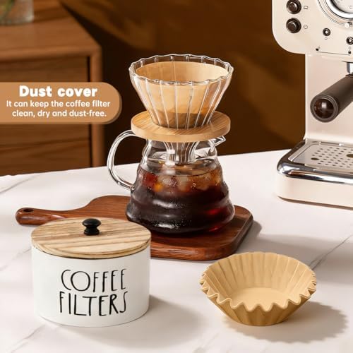 Wooden Coffee Filter Holder With Lid, Coffee Filter Storage Container