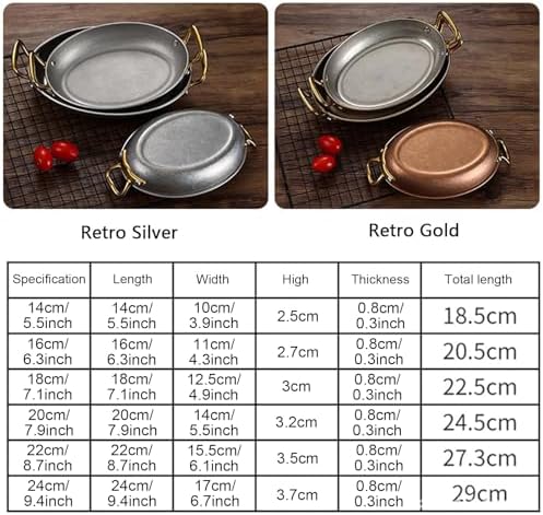 Oval Spanish Paella Pan, 304 Stainless Steel Skillet Pan