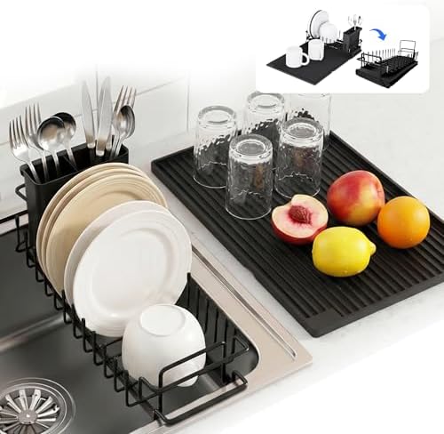 Expandable Over Sink Dish Drying Rack, 20-33 in, Black
