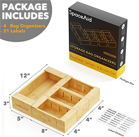 SpaceAid Bamboo Drawer Dividers with Inserts 6 Dividers with 12