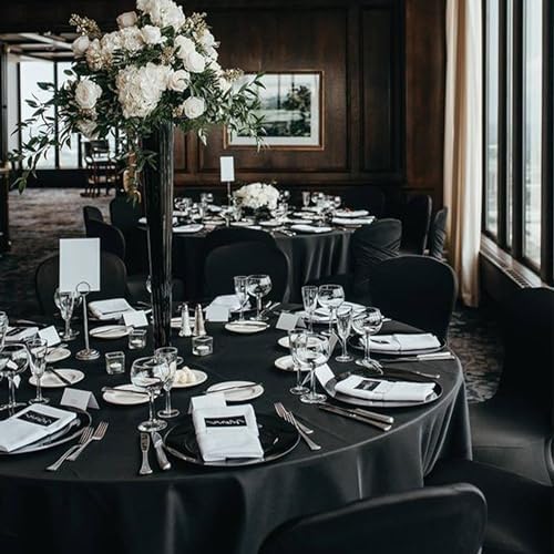 10 Pack Black Round Tablecloths, 120 Inch Stain Resistant and Wrinkle