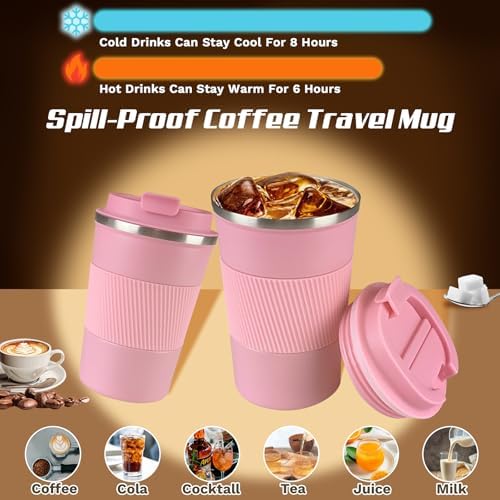 Vacuum Insulated Stainless Steel Travel Coffee Mug,Leak Proof Cup with
