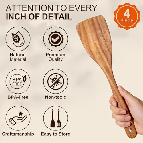 Acacia Wooden Spatula Set Non Toxic Kitchen Utensil Set Slotted Turner