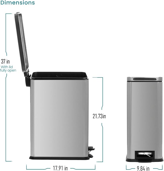Home Zone Living 8 Gallon Slim Kitchen Trash Can - Image 8