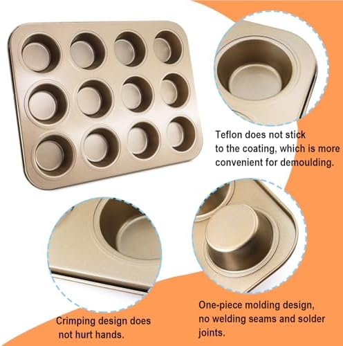 2 Pack Premium Nonstick Bakeware 12-Cup, Mini Muffin Pan, Dishwasher