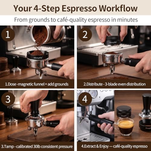 Mongdio 51mm Espresso Accessories Kit: Tamper, Distributor & Dosing