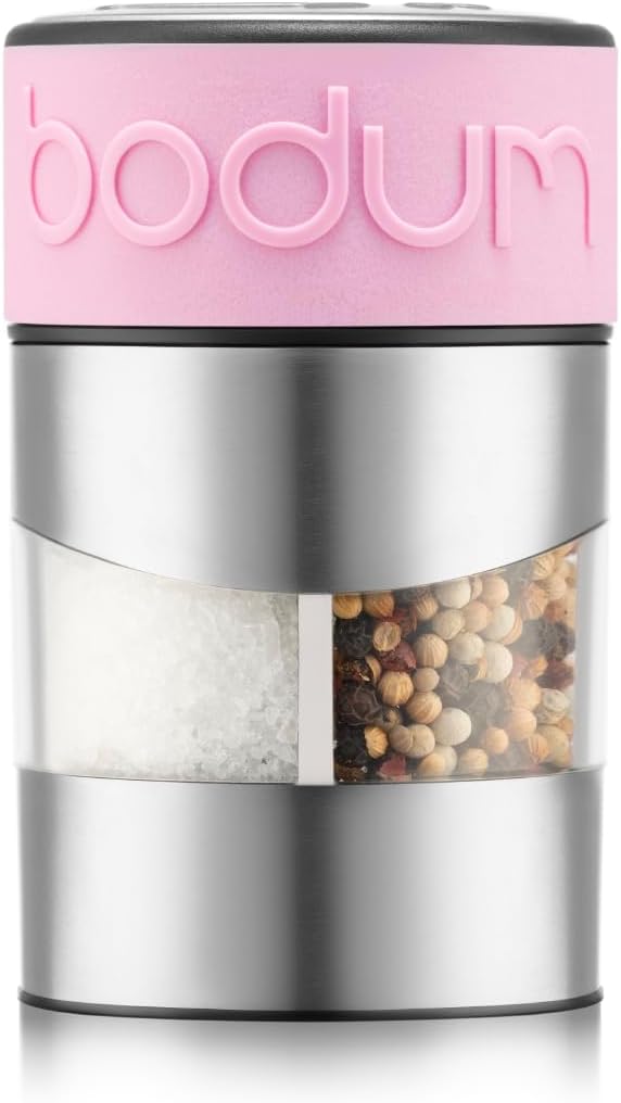Bodum Twin Dual Salt and Pepper Grinder, Stainless Steel w/Silicone Sleeve by Bodum