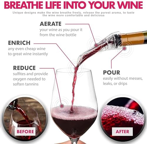 Wine Aerator Pourer & Vacuum Pump Stopper Gift Set – Enhance Flavor