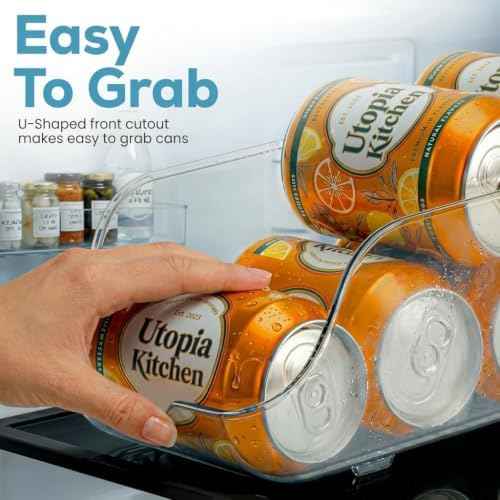 Utopia Kitchen Soda Can Organizer for Refrigerator & Pantry, 4 Pack, Clear