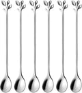AnSaw 6-Piece Elegant Silver Leaf Long Handle Teaspoons by AnSaw