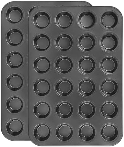 Beasea Nonstick Mini Muffin Pan 24 Cups, 2 Pack 24 Mini Small Tiny Cup