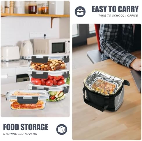 6pack 12oz Small Glass Meal Prep Containers with Lids
