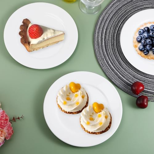 Porcelain Dessert Plates, 12 Pack, White, 6 Inch