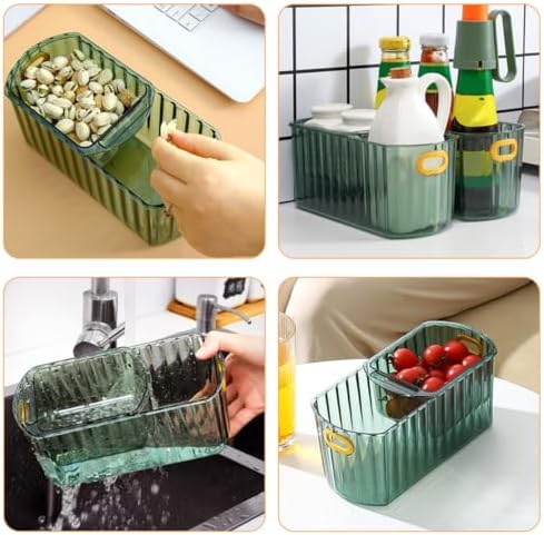 Snack Storage Box, Fruit Strainer Container Double Layer Detachable