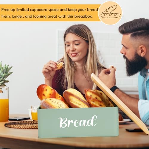 Hushee Metal Bread Box Butter Dish with Bamboo Cutting Board, Sage