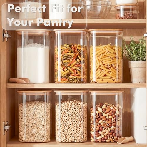 2-Pack 3.4Qt Large Glass Flour Sugar Storage Containers with Lids