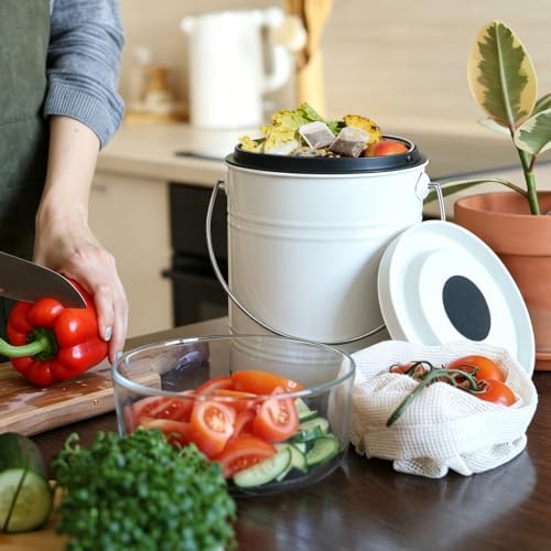 DreamsEden White Kitchen Compost Scrap Collector