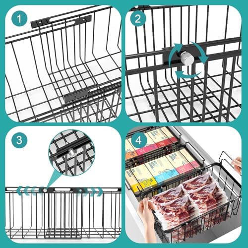 Freezer Organizer Bins, 2 Pack Expandable Stackable Hangable Chest