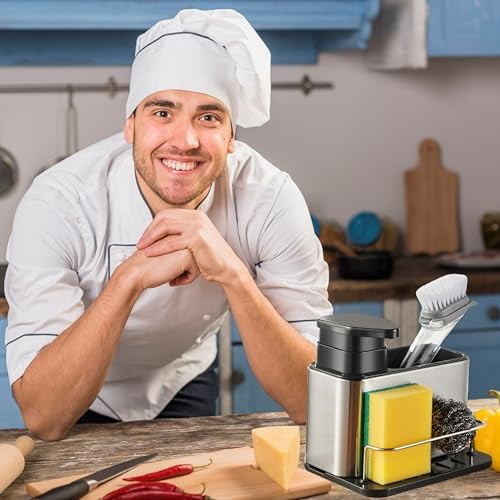 LIBODOUR 3-in-1 Kitchen Sink Caddy with Soap Dispenser