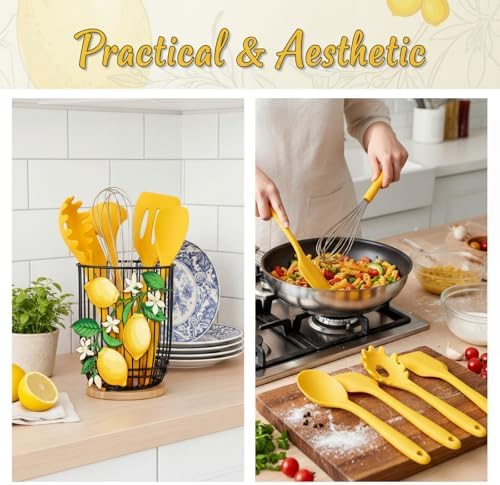 7 Pcs Lemon Kitchen Decor and Accessories Silicone Cooking Utensils