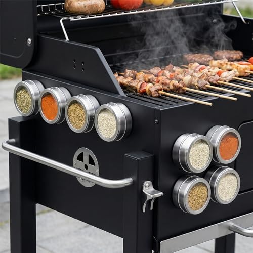Set of 8 Magnetic Spice Tins with Metal Wall Plates