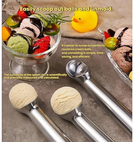 3Pcs Ice Cream Scoop,Heavy Duty Aluminum Alloy Cookie Scoop Set with