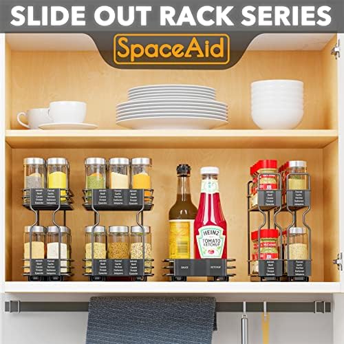 SpaceAid Pull Out Spice Rack Organizer for Cabinet, Heavy Duty Slide
