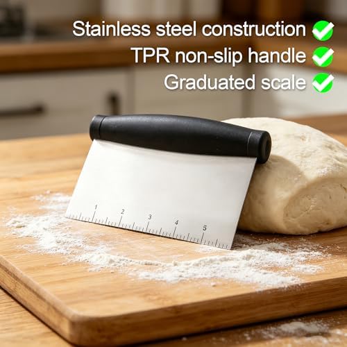 Multi-Purpose Bench Scraper & Chopper: Stainless Steel Dough Cutter