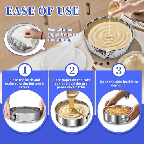 9Inch Steel Cheesecake Springform Cake Pan with 30Pcs Parchment Paper