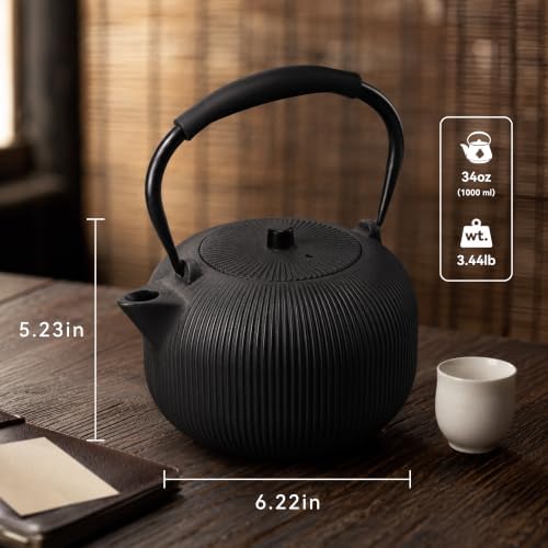 Cast Iron Teapot Set with 2 Cups, 34 oz (1000 ml) Japanese Tea Pot