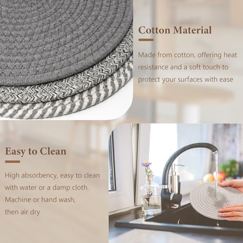 10 Inch Trivets for Hot Dishes, 6 Pack Hot Pads with Storage Basket