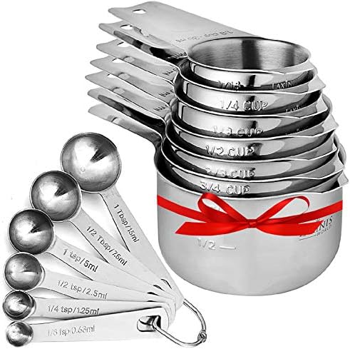 Laxinis World Stainless Steel Measuring Cups and Spoons Set, 13-Piece