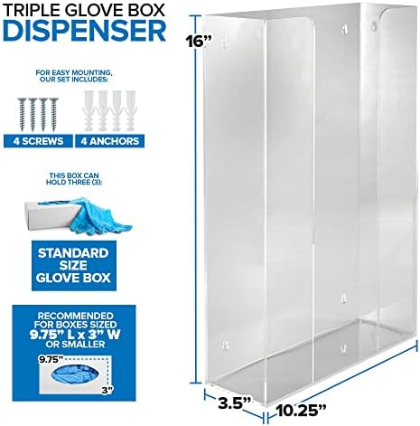 Stock Your Home Triple Acrylic Gloves Dispenser, Tissue Box Shelf