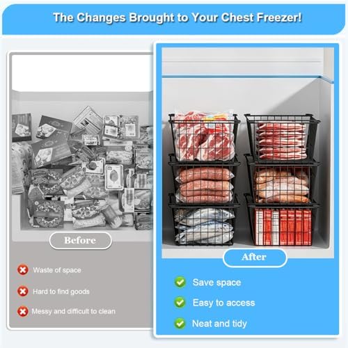 Large Stacking Freezer Organizer Bin