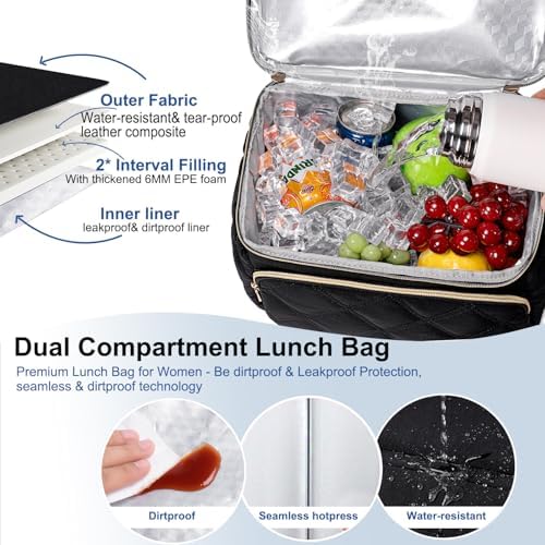 Weitars Lunch Bag for Women Men,Double Deck Lunch Box for Women,Lunch