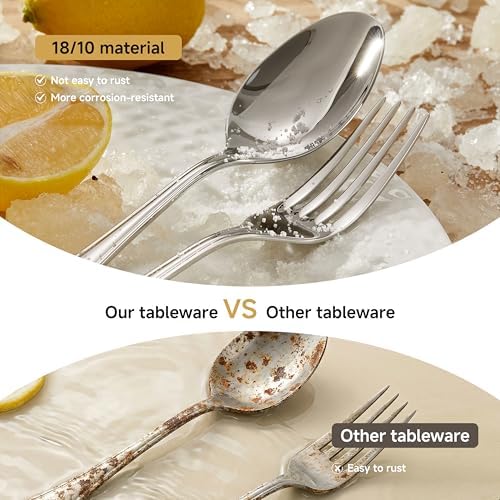 4-Piece 8-Inch Teardrop Dinner Forks Set, 18/10 Stainless Steel Table