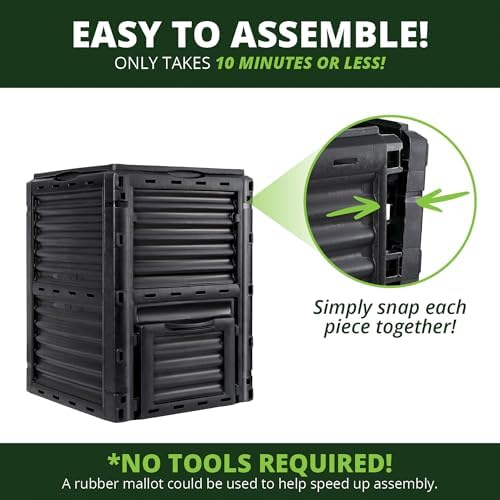 Simply Bio 80 Gallon Outdoor Compost Bin, Black
