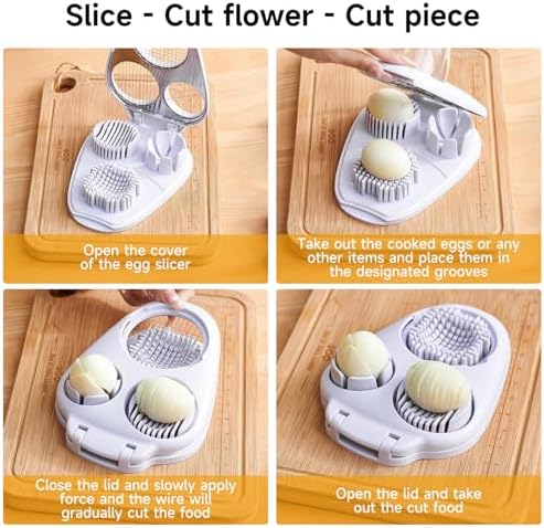 Ceruaxb 3-In-1 Egg Slicer for Hard Boiled Eggs - Stainless Steel