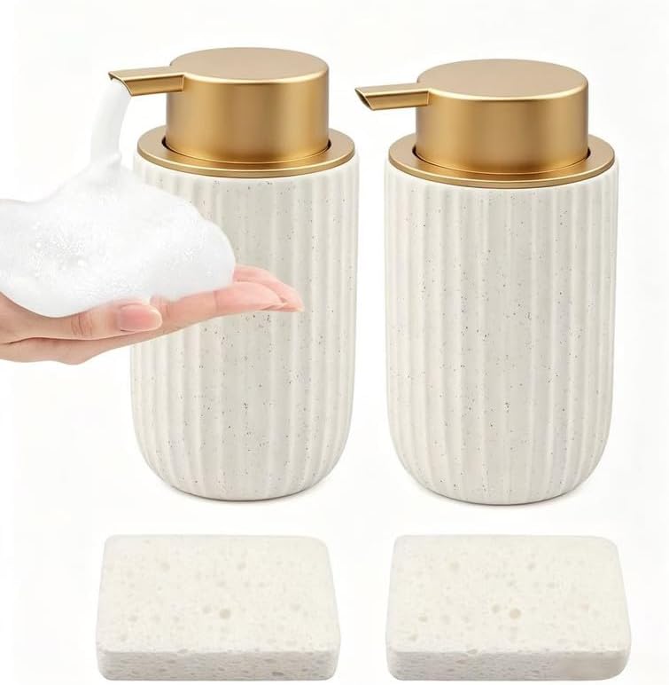 2 Pack Ceramic Foaming Soap Dispenser with Removable Pump