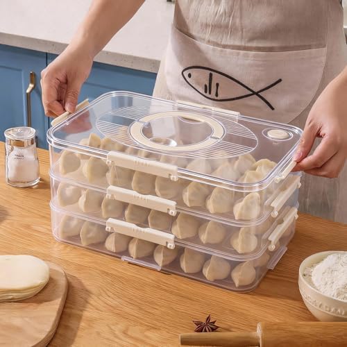 Plastic Cookie Storage Containers Airtight,3-Layer Food Storage