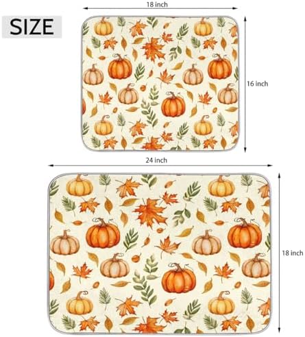 Fall Dish Drying Mat, Pumpkin Autumn Microfiber Kitchen Countertops