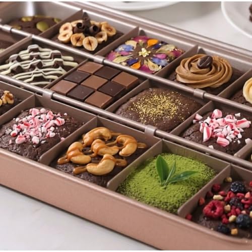 Brownie Pan with Divider, 18 Square Nonstick Carbon Steel Baking Pan