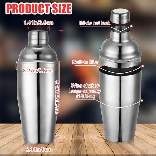 Nitial 6 Pcs Bar Cocktail Shaker Stainless Steel, 18.6 oz